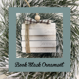 Book Stack Ornament (up to 6 names)