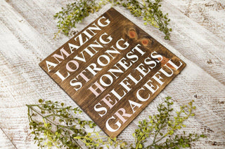 Wood Sign | Powerful Mother Acrostic