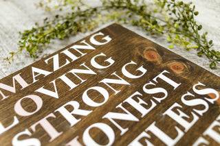Wood Sign | Powerful Mother Acrostic