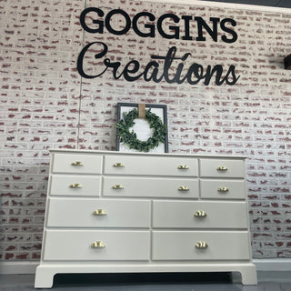 White 10D Dresser with Gold Handles