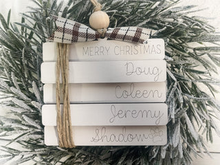 Book Stack Ornament (up to 6 names)
