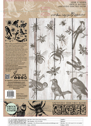 Birds & Bees 12x12 IOD Stamp™