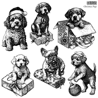 Christmas Pups 12x12 IOD Stamp™