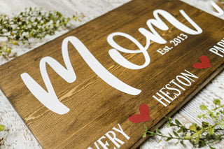 Customizable Wood Sign | Mom with Kids Names