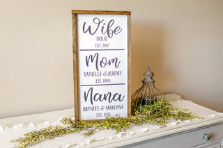 Custom Wood Sign | Wife Mom Nana