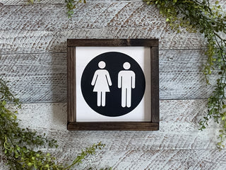 Hand Painted Wood Sign | Unisex Restroom Sign | Bathroom Sign
