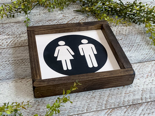 Hand Painted Wood Sign | Unisex Restroom Sign | Bathroom Sign